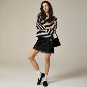 J. Crew Classic Mariner Cloth Boatneck Tee BY293 Perfect Black Stripe Size M NWT